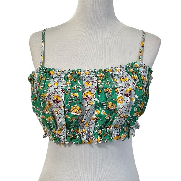 RHODE x Target Womens Whimsical Floral Stripe Print Shirred Crop Tank Top Sz Med - Picture 1 of 11